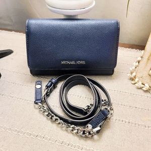 Navy blue Michael Kors crossbody wallet